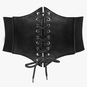 NWT JASGOOD Women Elastic Wide Waist Lace-up Tied Waspie Corset Belt For Dress